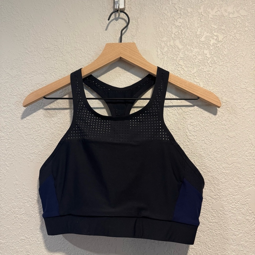 Athleta Size Medium Black and Blue Sports Bra